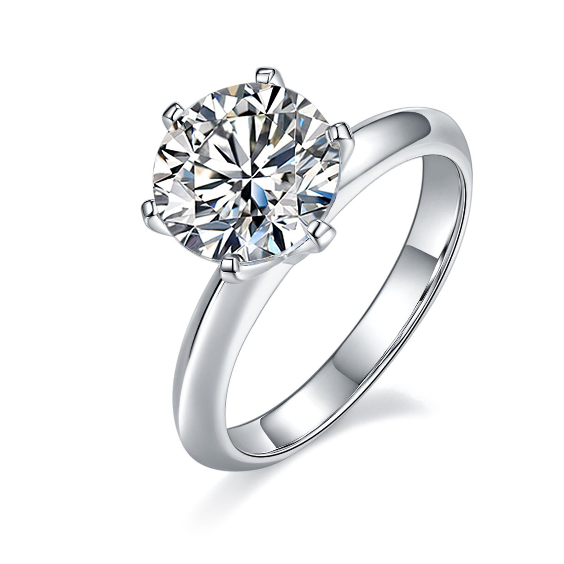 3.0 CT Round Shaped Moissanite Solitaire Engagement Ring 6