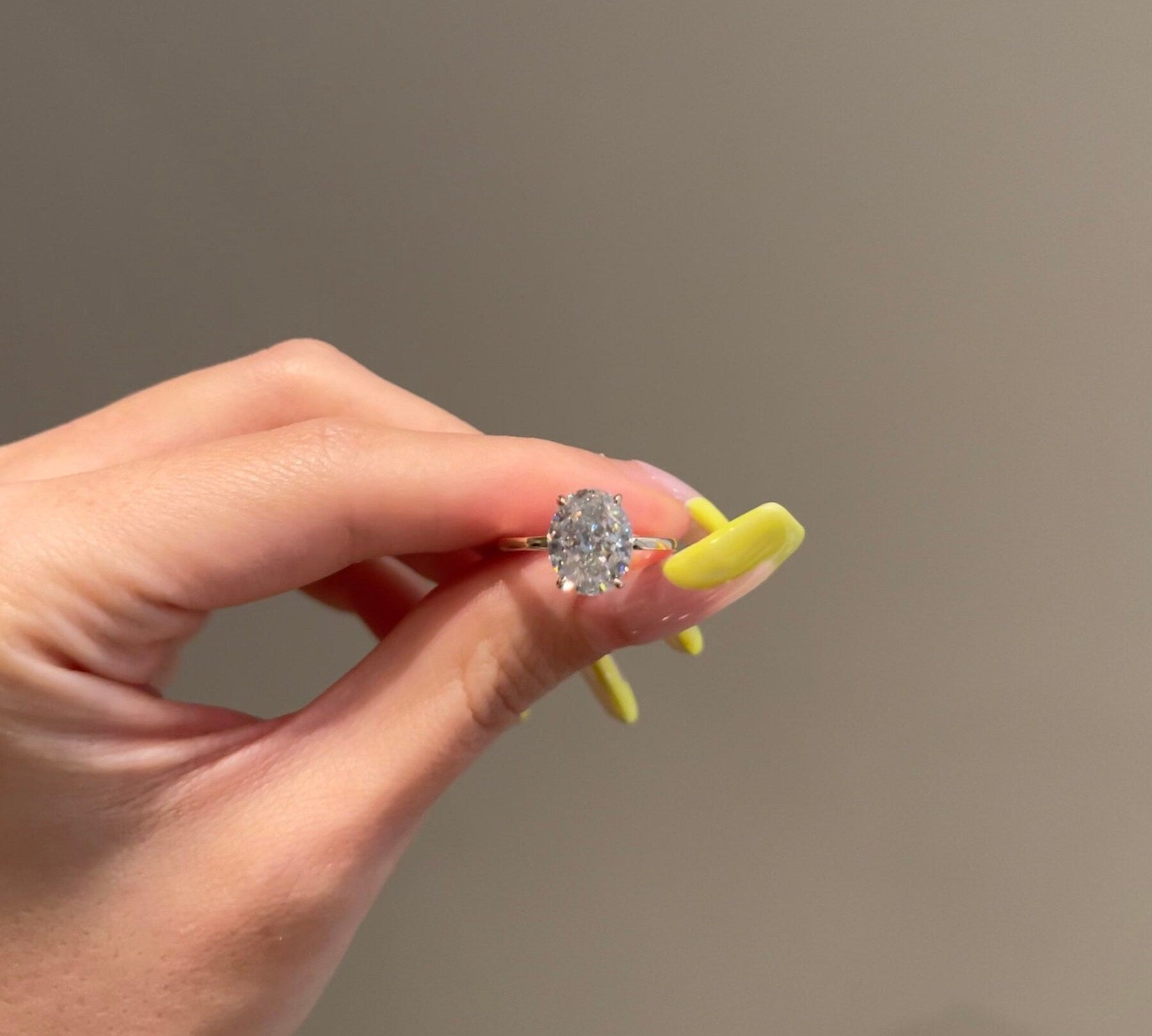 3.0 CT Oval Shaped Moissanite Solitaire Engagement Ring 1