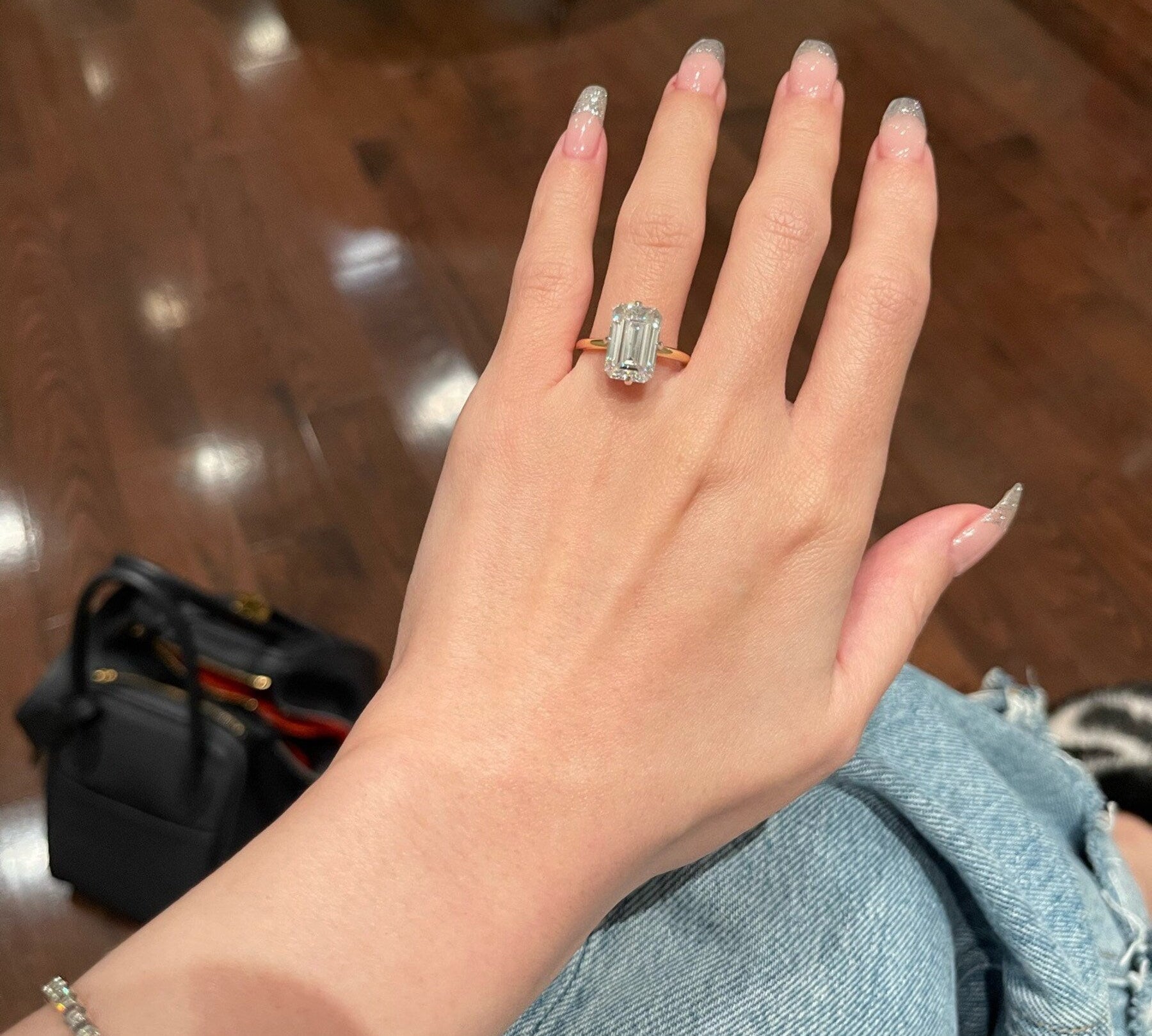 5.0 CT Emerald Shaped Moissanite Solitaire Engagement Ring 3