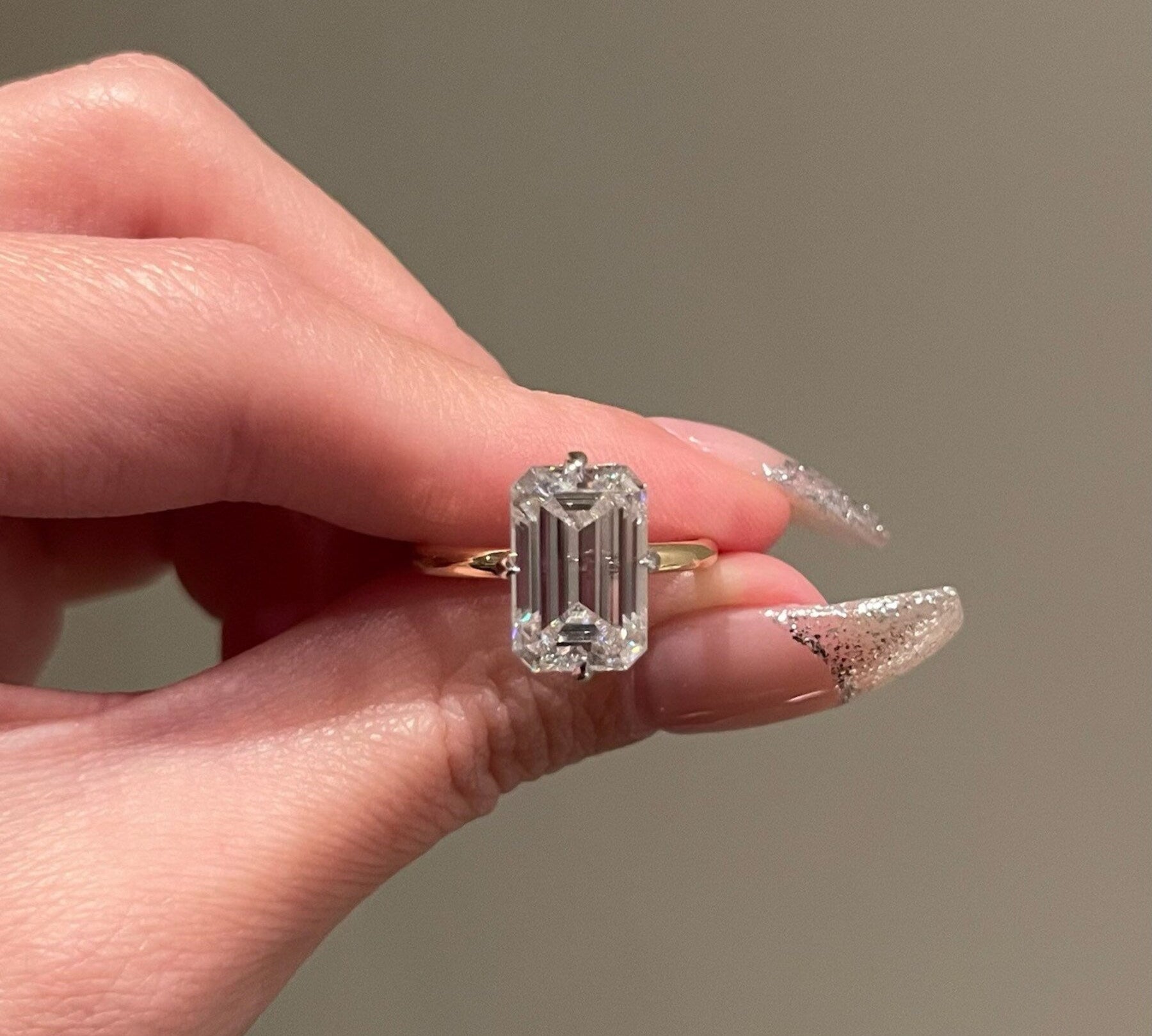 5.0 CT Emerald Shaped Moissanite Solitaire Engagement Ring 1