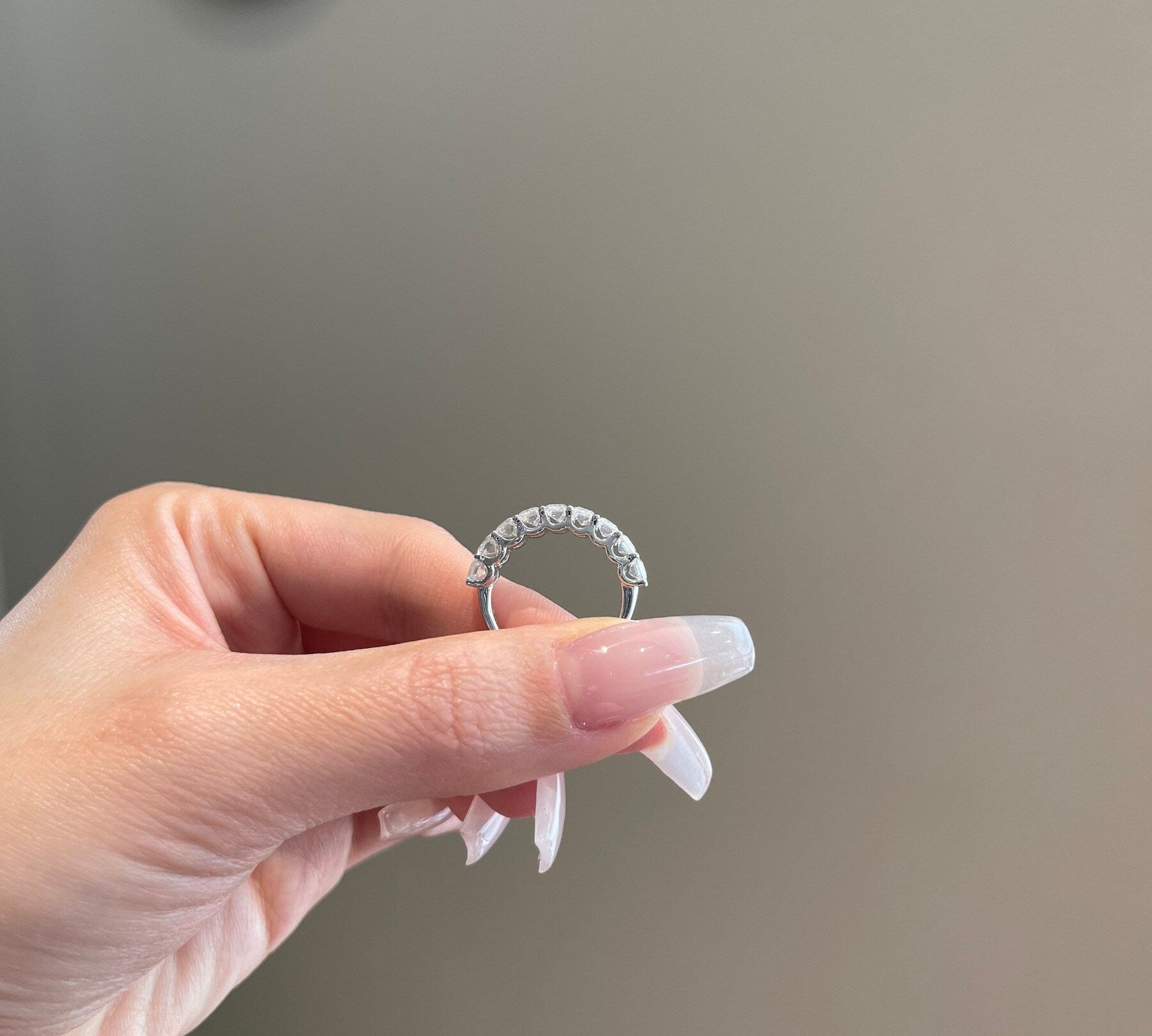 2.70 TCW Emerald Shaped Moissanite Half Eternity Wedding Band 3