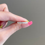 0.70 TCW Round Shaped Moissanite Seven Stones Wedding Band 1