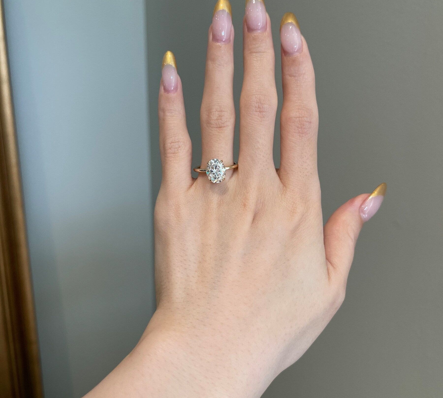 3.0 CT Oval Shaped Moissanite Solitaire Engagement Ring 2