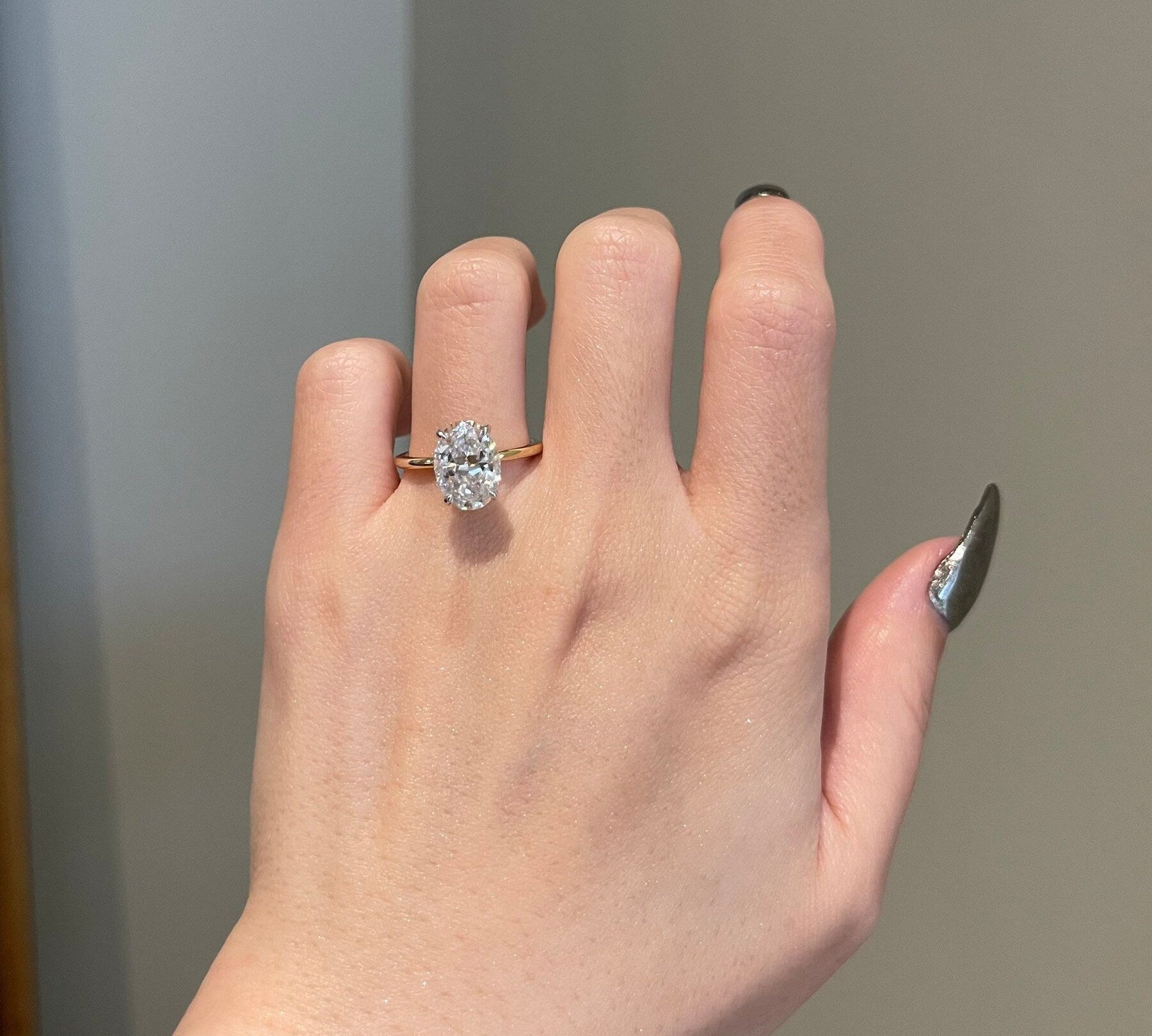 3.50 CT Oval Shaped Moissanite Solitaire Engagement Ring 2