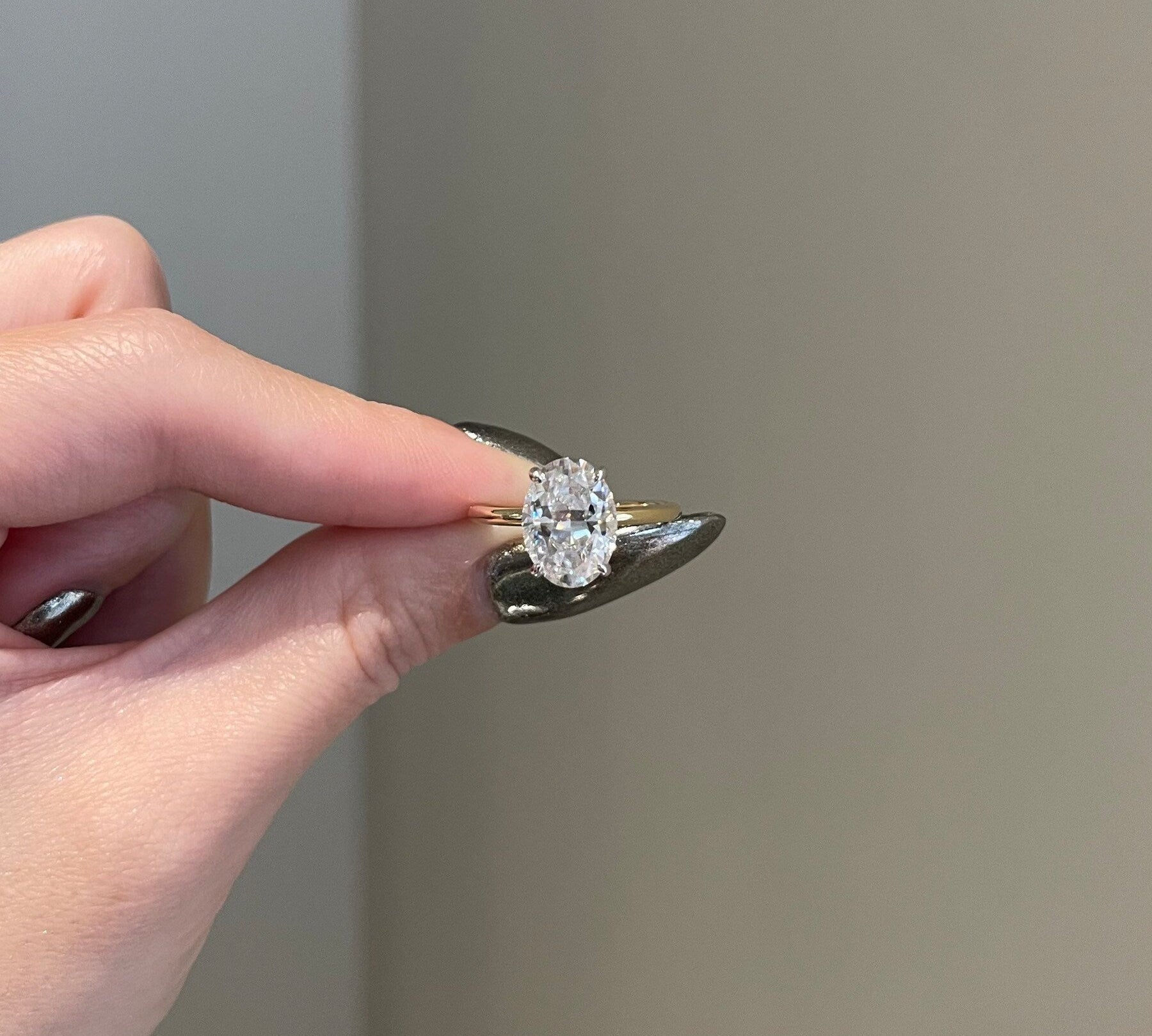 3.50 CT Oval Shaped Moissanite Solitaire Engagement Ring 1