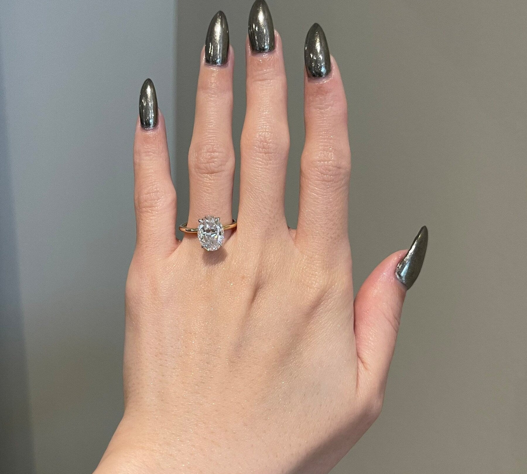 3.50 CT Oval Shaped Moissanite Solitaire Engagement Ring 3