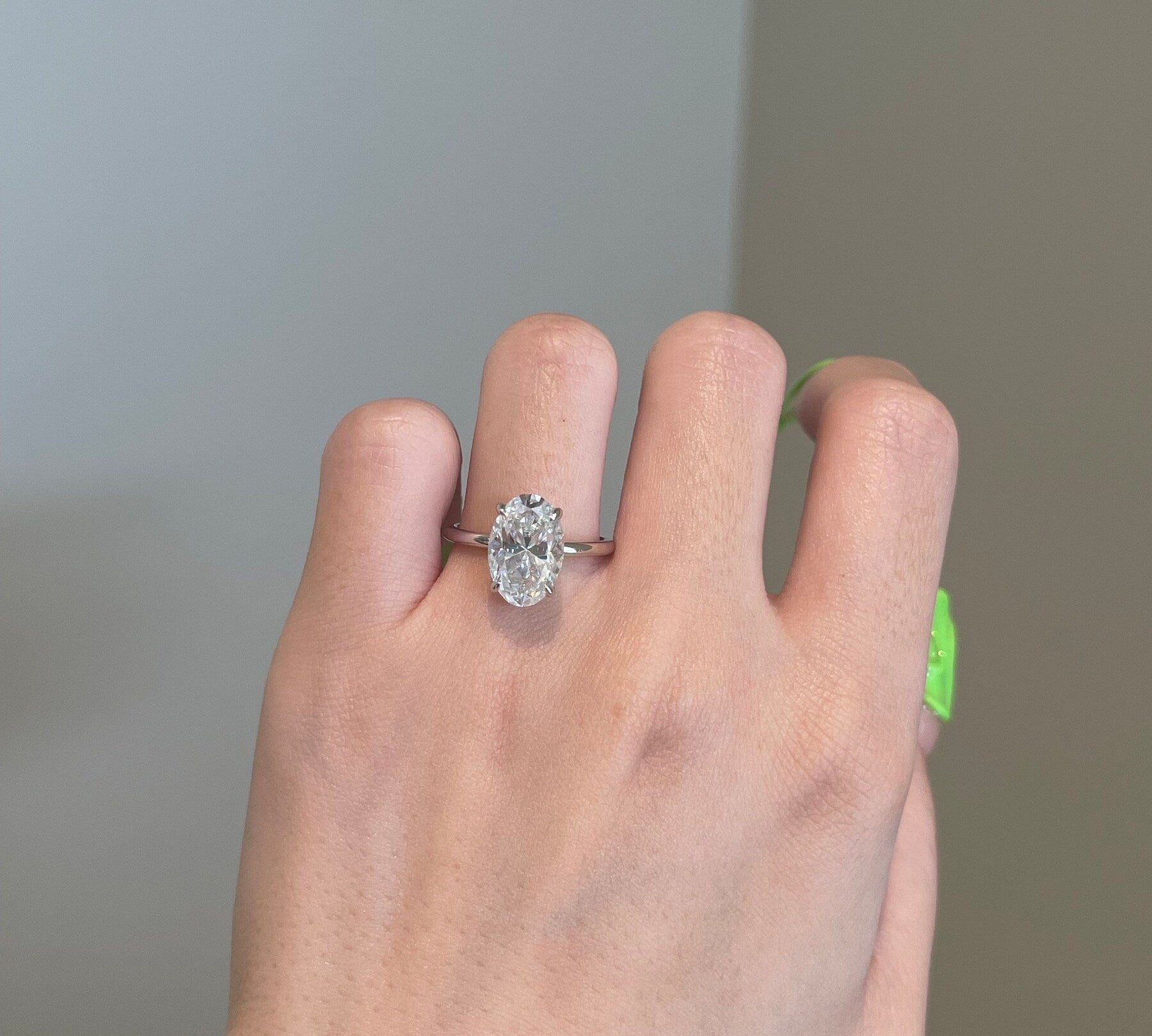 4.0 CT Oval Shaped Moissanite Solitaire Engagement Ring 1