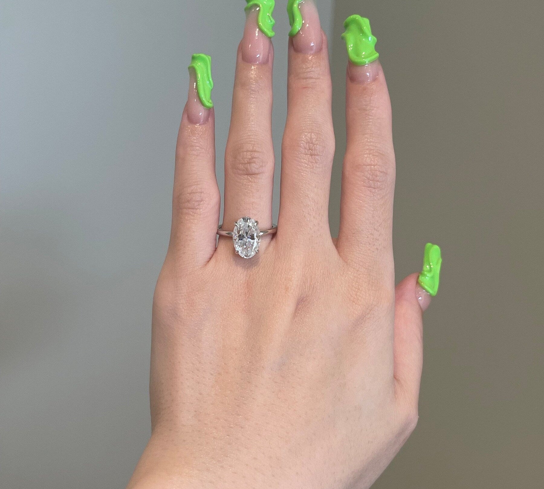 4.0 CT Oval Shaped Moissanite Solitaire Engagement Ring 3