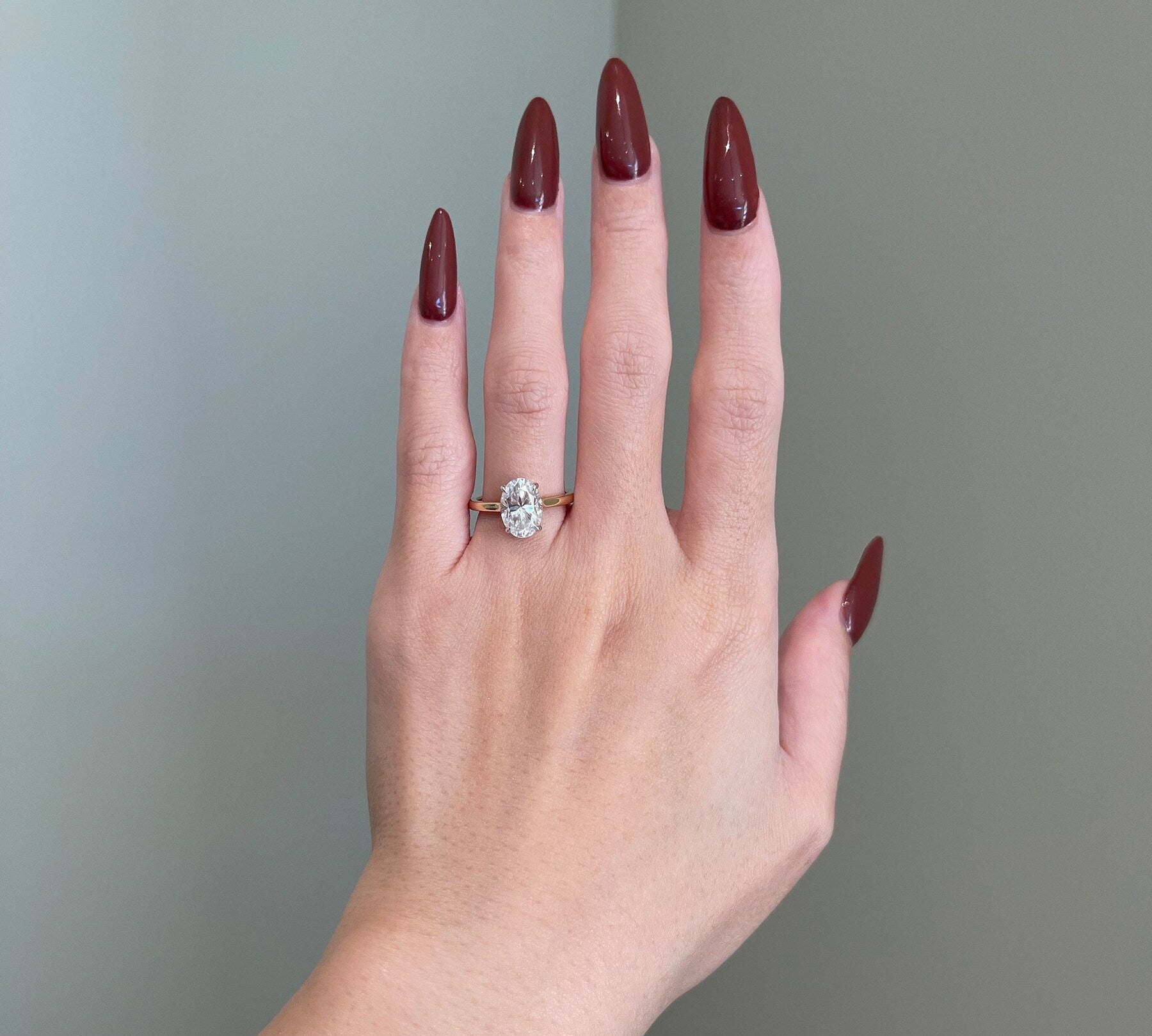 2.50 CT Oval Shaped Moissanite Solitaire Engagement Ring 2