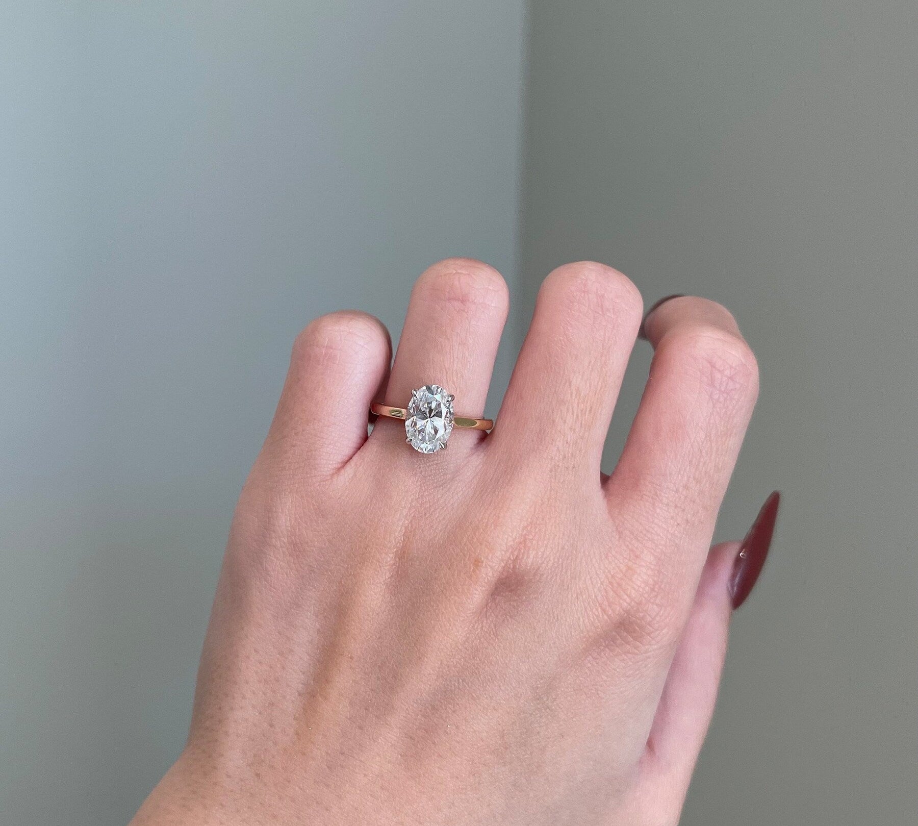 2.50 CT Oval Shaped Moissanite Solitaire Engagement Ring 3