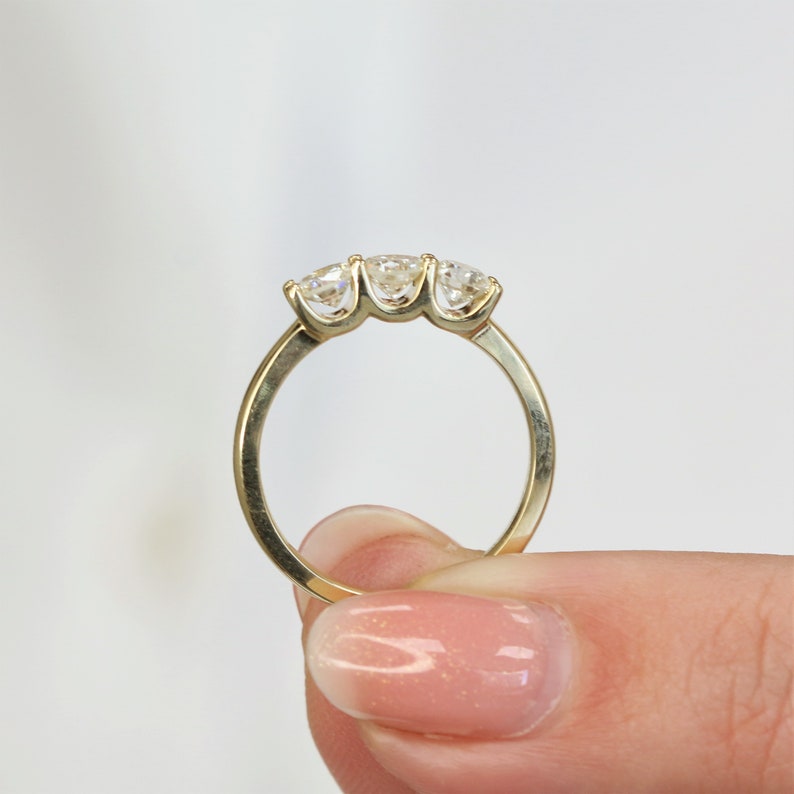 0.75 CT Round Three Stone EF/VS1 Diamond Engagement Ring 2
