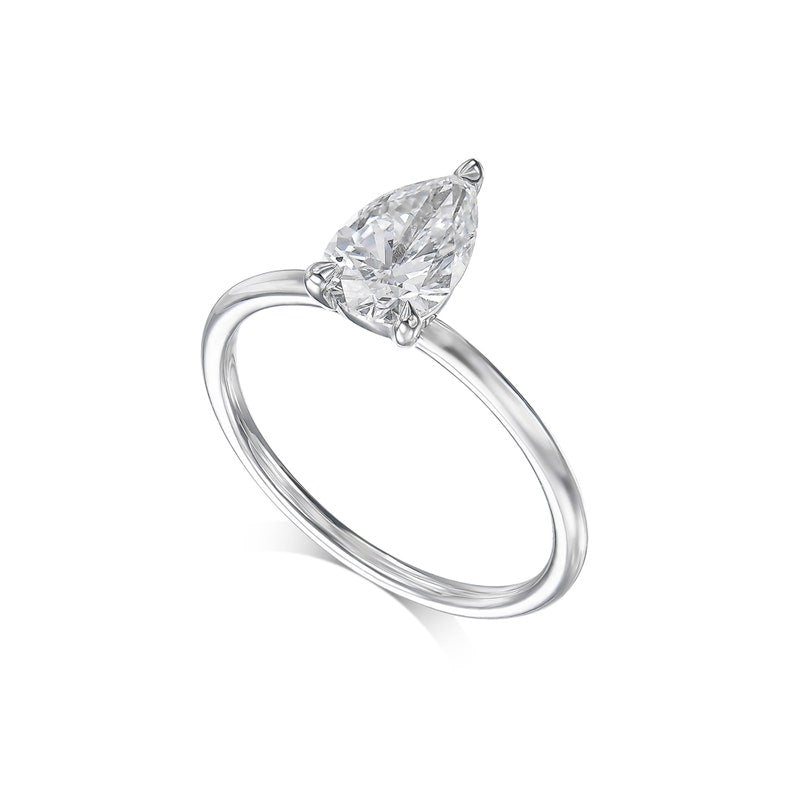 1.0 CT Pear Solitaire CVD E/VS2 Diamond Engagement Ring 2