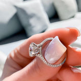 2.5 CT Round Cut Hidden Halo & Pave Setting Engagement Ring 5