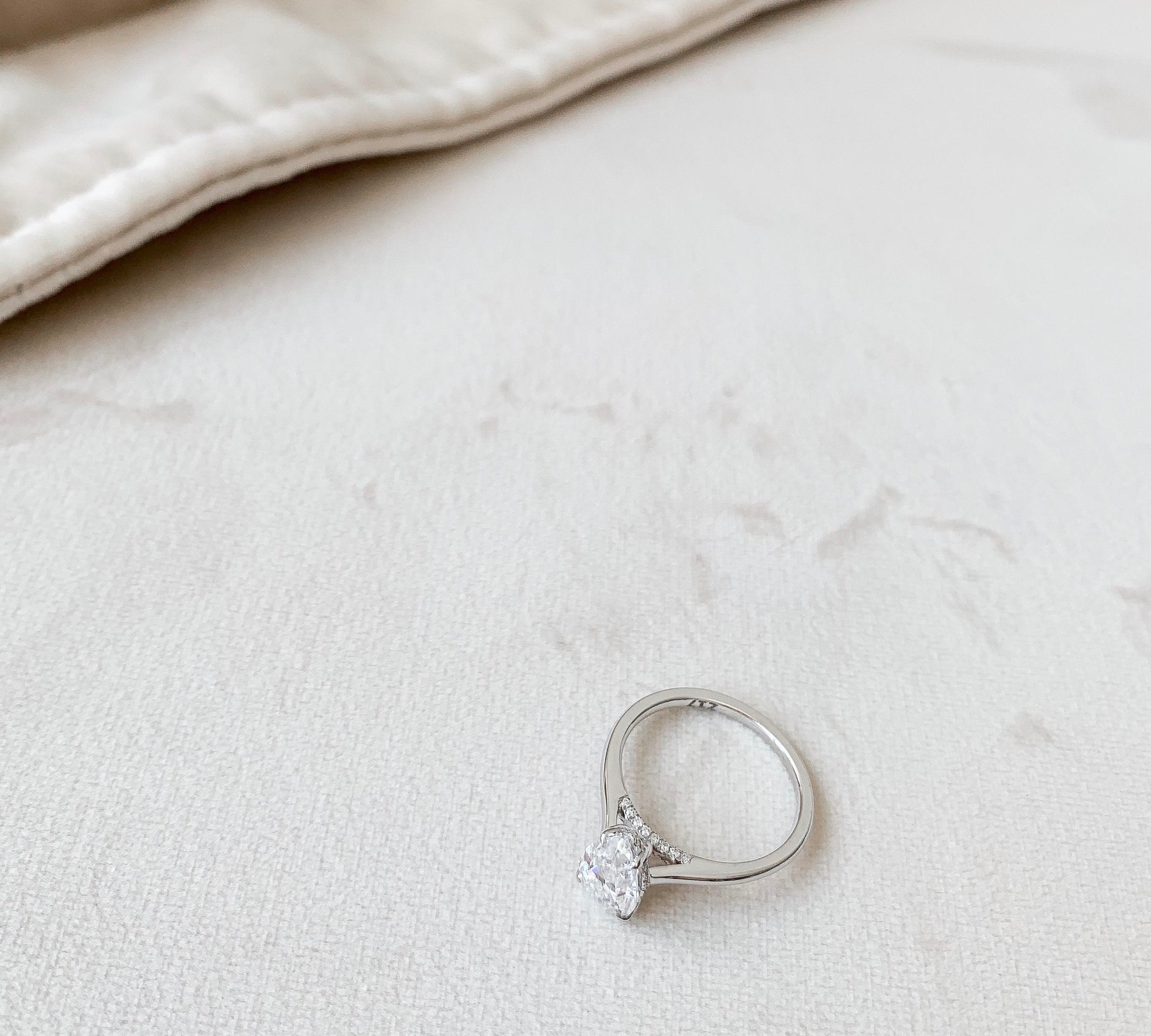 1.5 CT Pear Hidden Halo Moissanite Engagement Ring 2