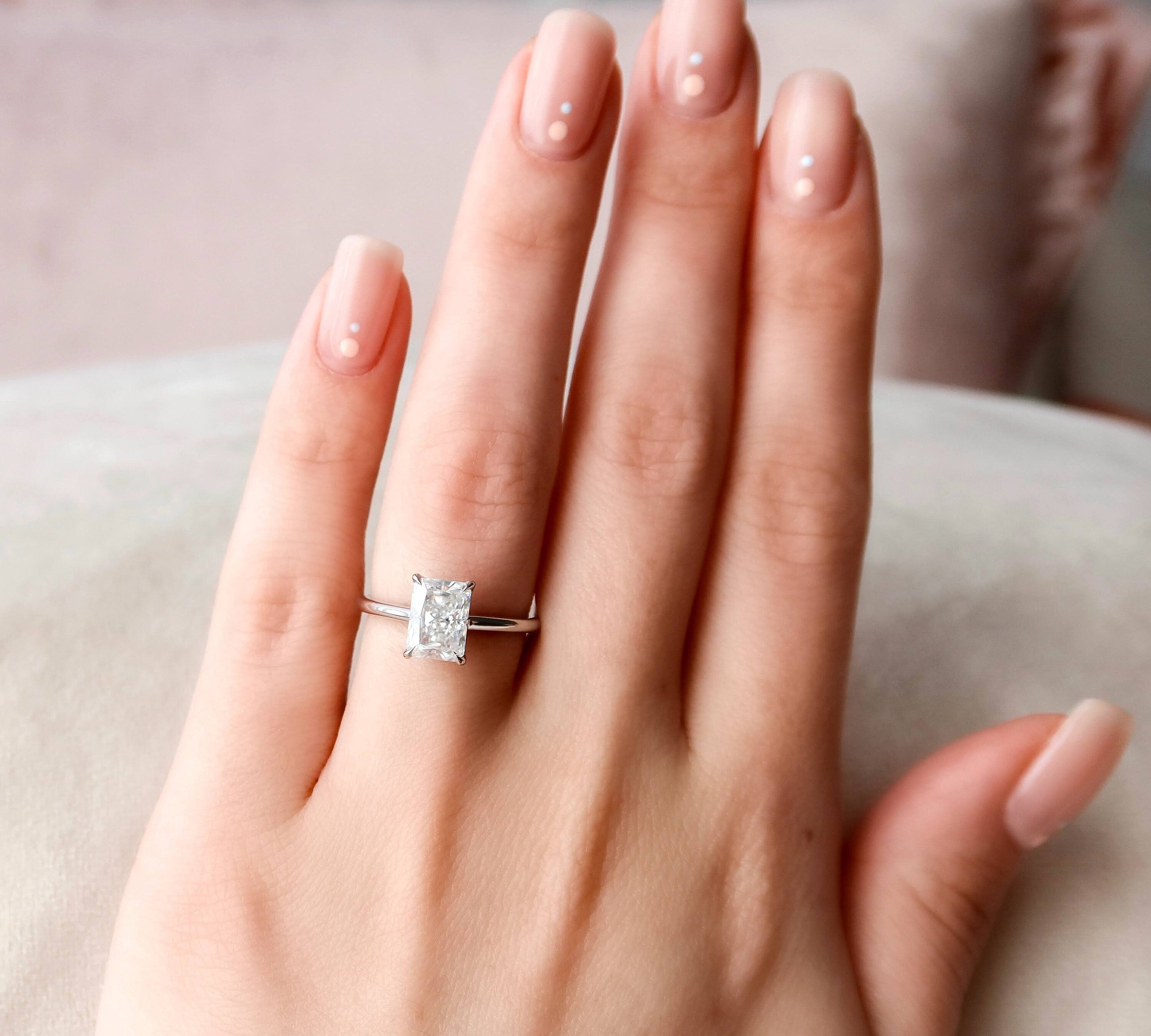 2.0 CT Radiant Cut Solitaire Style Moissanite Engagement Ring 1