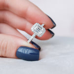 1.0 CT Emerald Halo Style Moissanite Engagement Ring 1