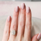 3.5 CT Radiant Halo Style Moissanite Engagement Ring 2