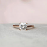 2.0 CT Cushion Hidden Halo & Solitaire Moissanite Engagement Ring 1