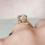 2.5 CT Cushion Hidden Halo & Pave Setting Moissanite Engagement Ring 3