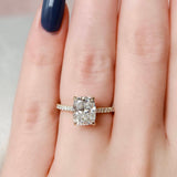 2.5 CT Cushion Hidden Halo & Pave Setting Moissanite Engagement Ring 1