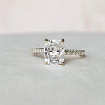 2.5 CT Cushion Hidden Halo & Pave Setting Moissanite Engagement Ring 2