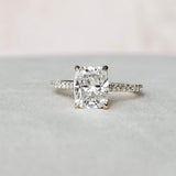 2.5 CT Cushion Hidden Halo & Pave Setting Moissanite Engagement Ring 2