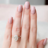 3.5 CT Oval Hidden Halo & Pave Moissanite Engagement Ring 8