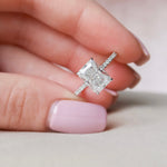 3.5 CT Radiant Hidden Halo Pave  Moissanite Engagement Ring 1