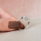 3.0 CT Princess Cut Three Stone Moissanite Engagement Ring 9