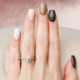 1.0 CT Round Solitaire & Dainty Pave Moissanite Engagement Ring 7