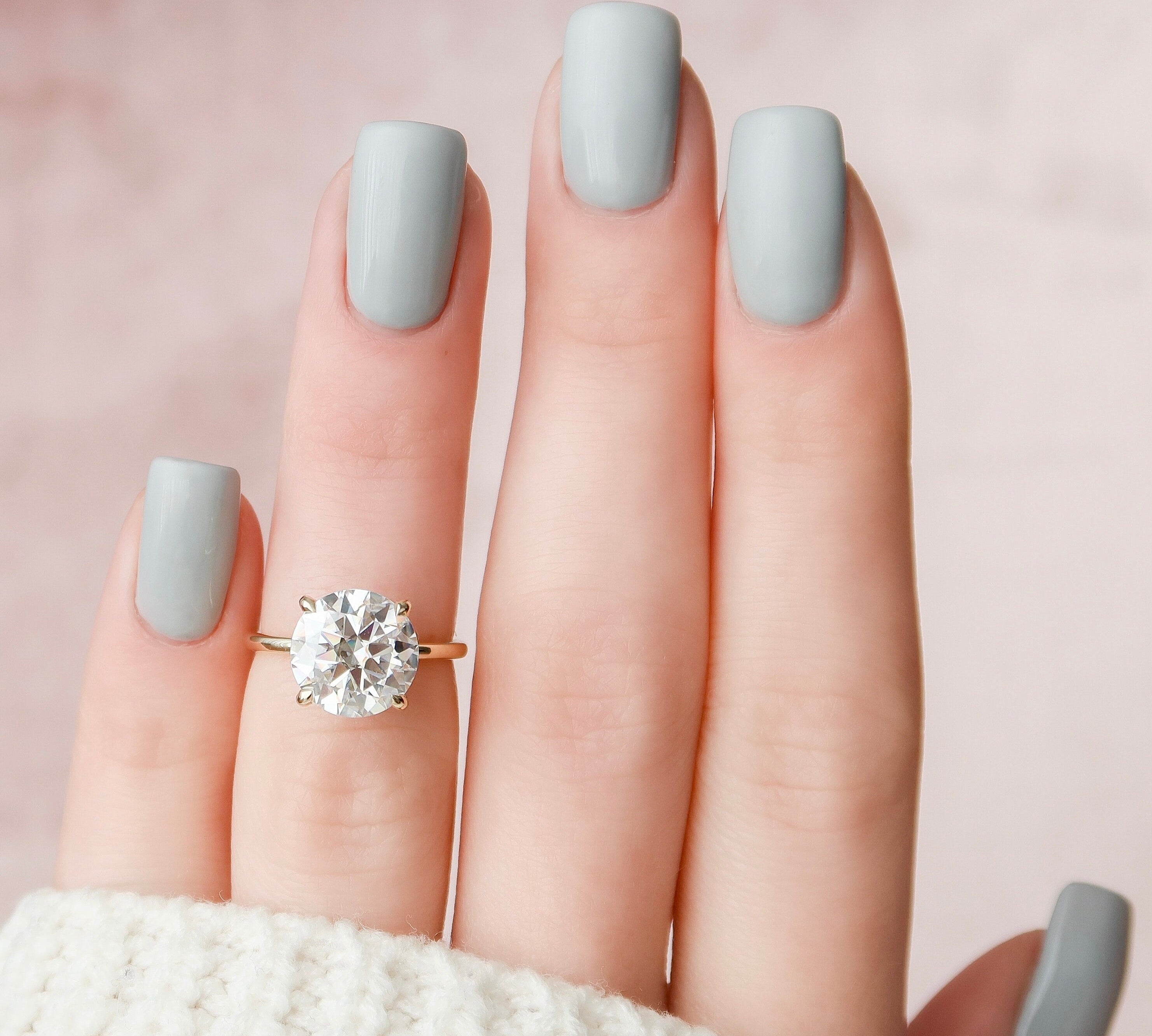 5.0 CT Round Cut Solitaire Style Moissanite Engagement Ring 1