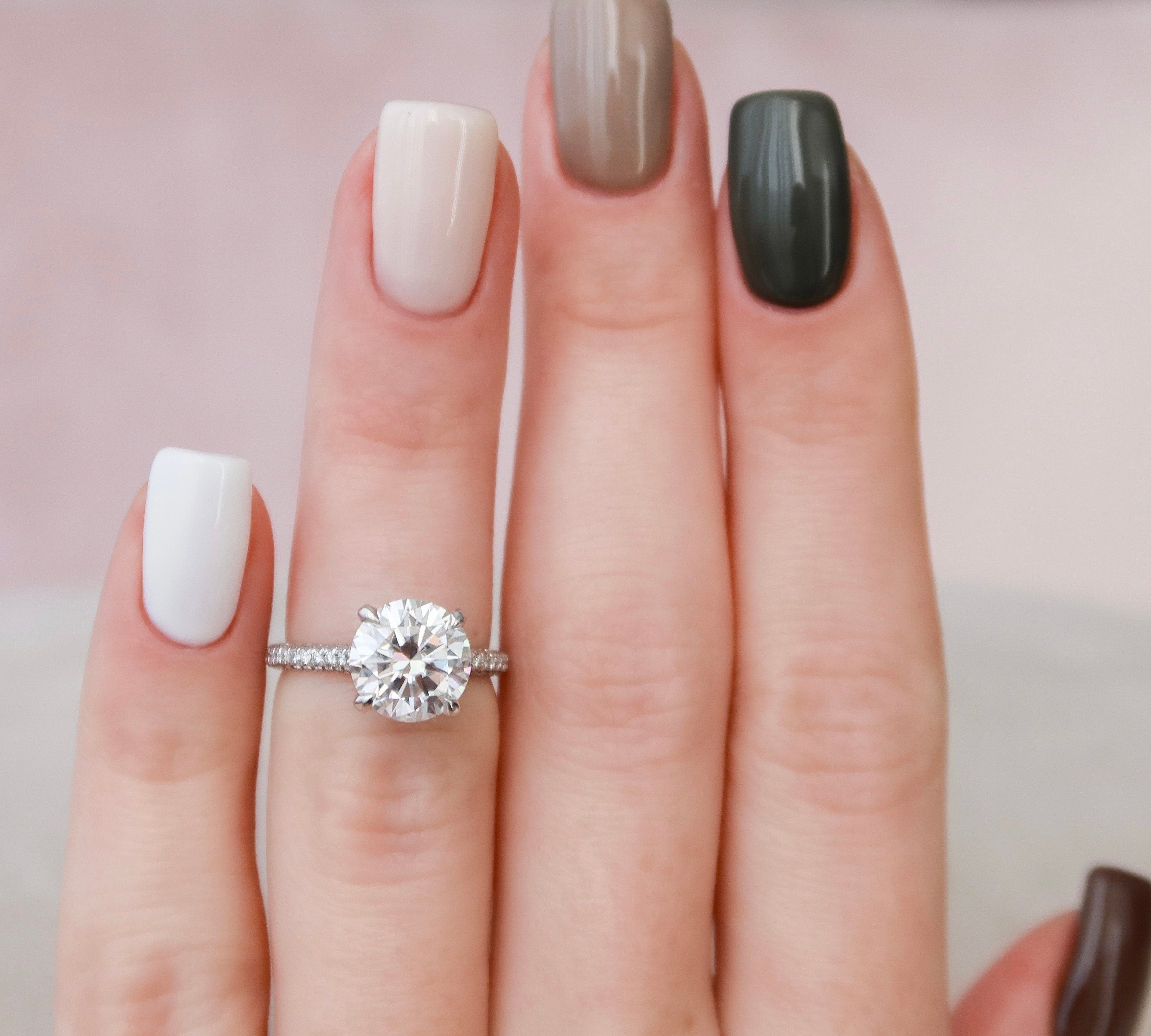 2.5 CT Round Cut Hidden Halo & Pave Setting Engagement Ring 1