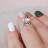 2.5 CT Round Cut Hidden Halo & Pave Setting Engagement Ring 6