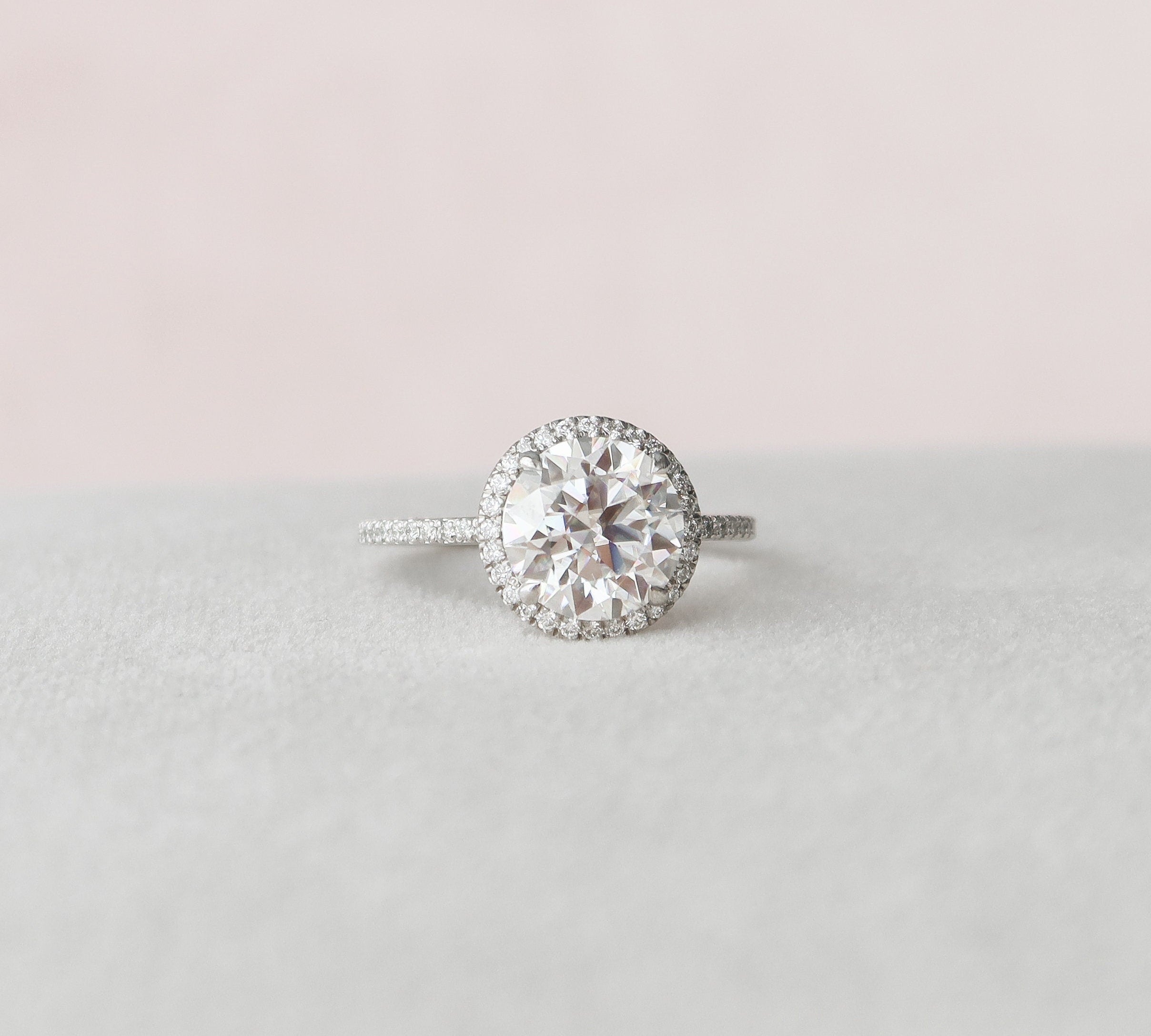 3.0 CT Round Cut Halo Style Moissanite Engagement Ring 2