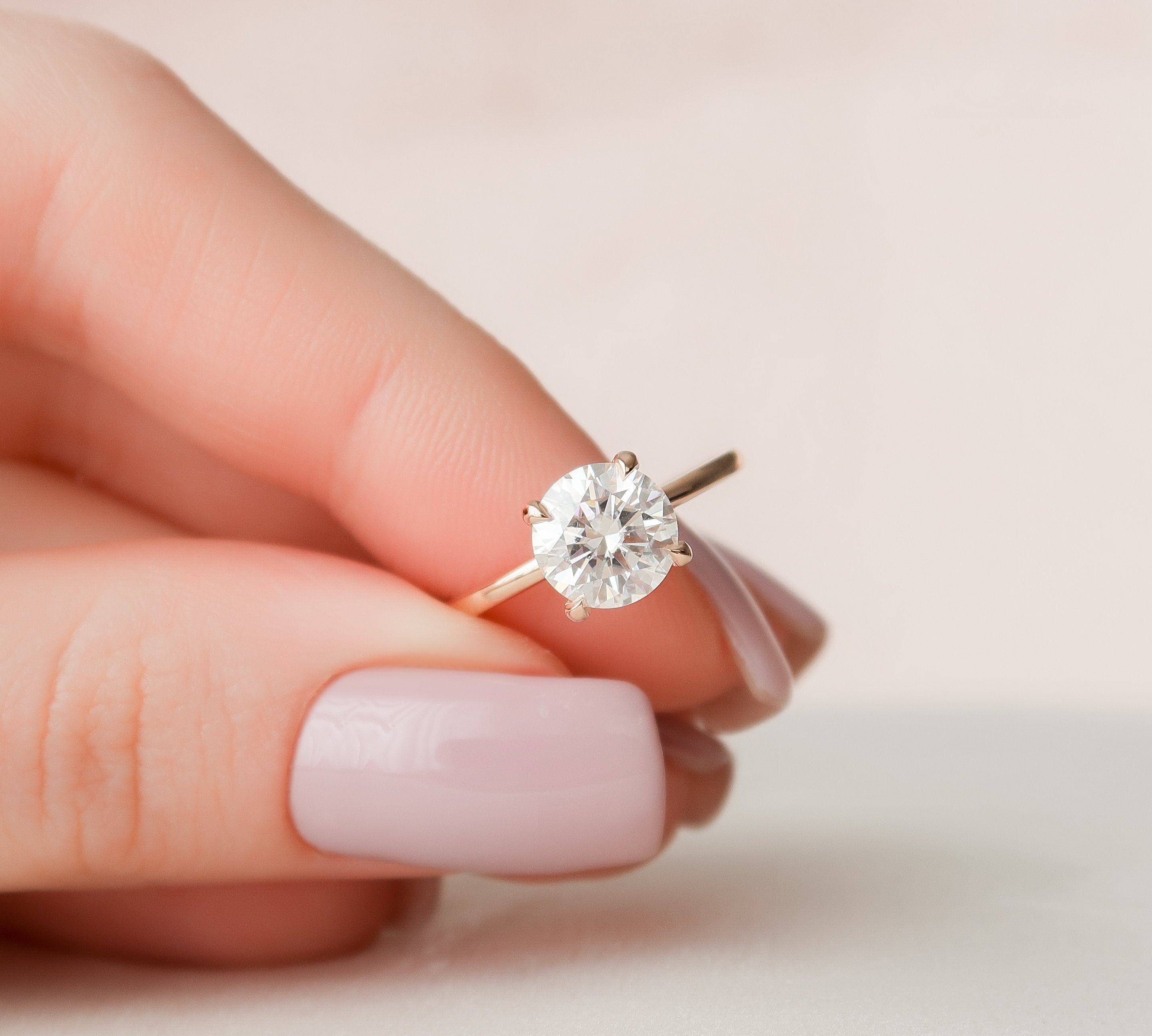 1.5 CT Round Hidden Halo Moissanite Engagement Ring 1