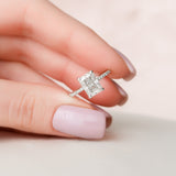 2.0 CT Radiant Hidden Halo & Pave Setting Moissanite Engagement Ring 1