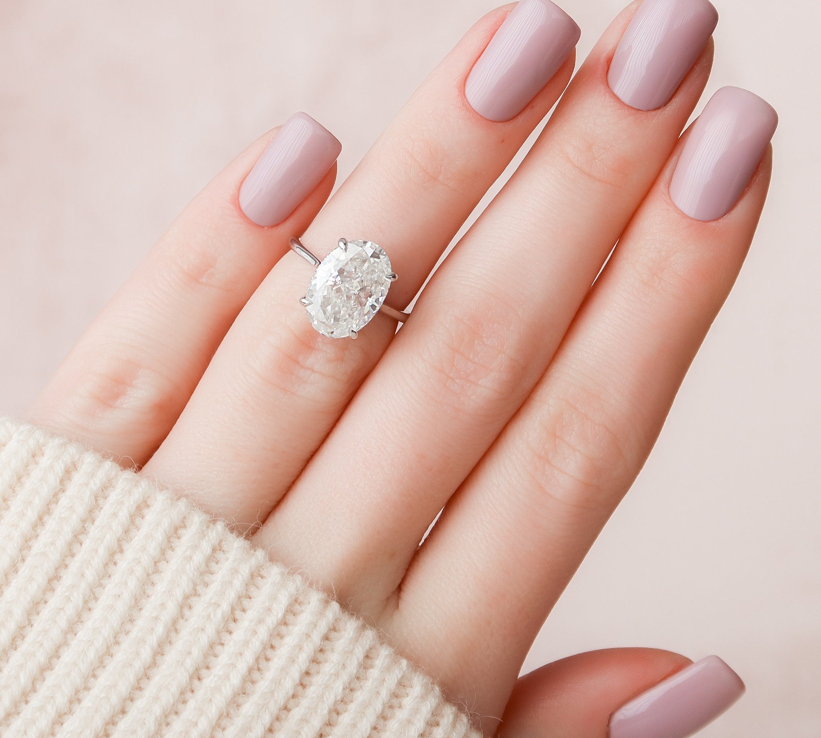 5.0 CT Oval Cut Solitaire Style Moissanite Engagement Ring 1