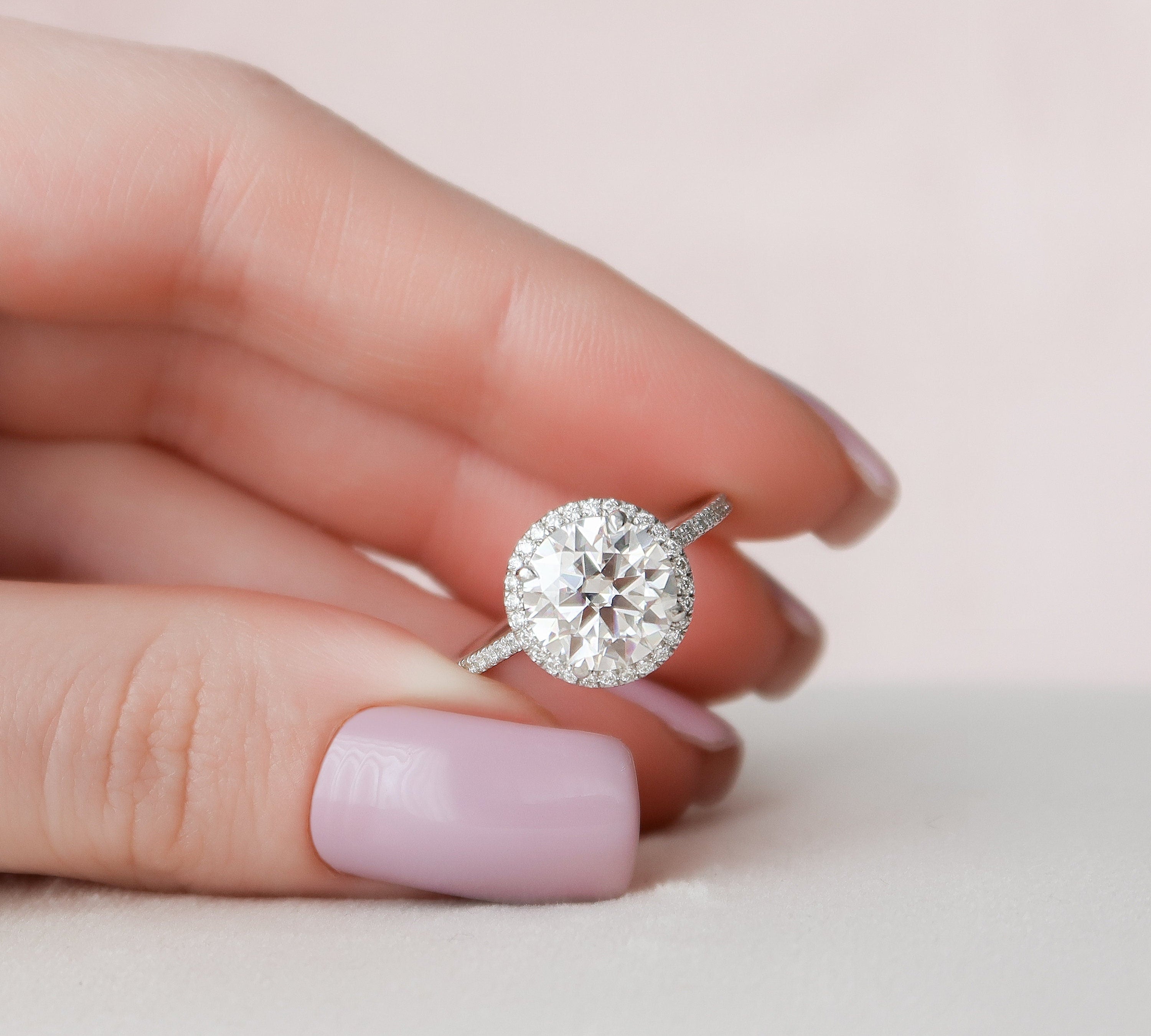 3.0 CT Round Cut Halo Style Moissanite Engagement Ring 1