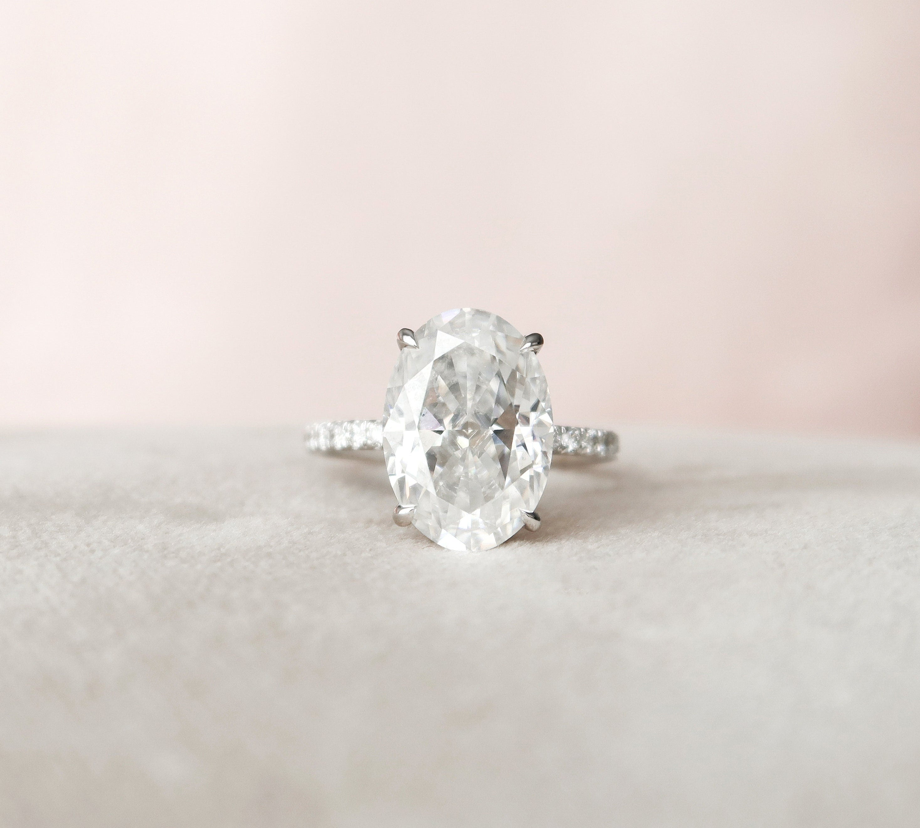 5.0 CT Oval Hidden Halo Setting Moissanite Engagement Ring 2