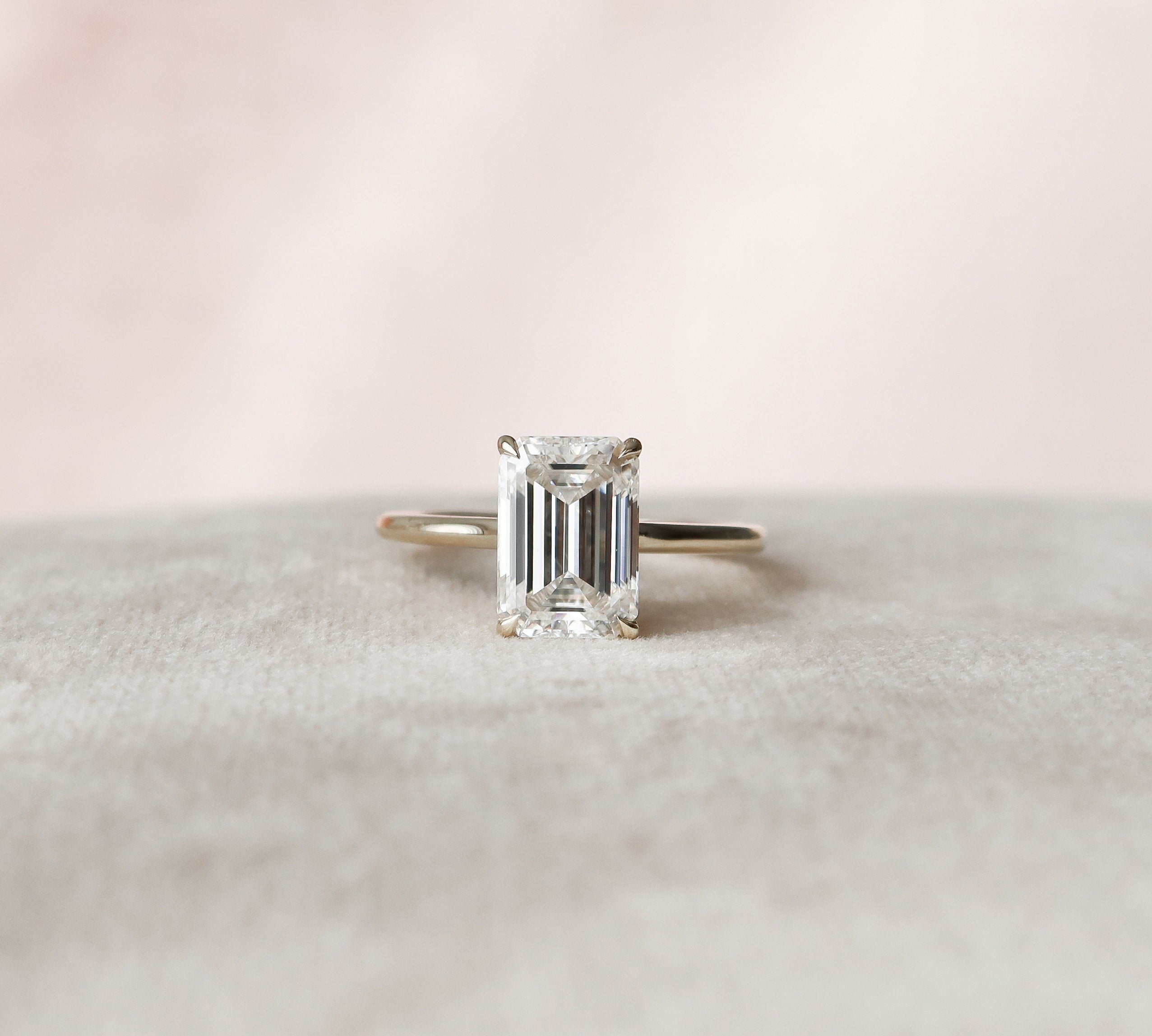 4.0 CT Emerald Solitaire & Hidden Halo Moissanite Engagement Ring 2