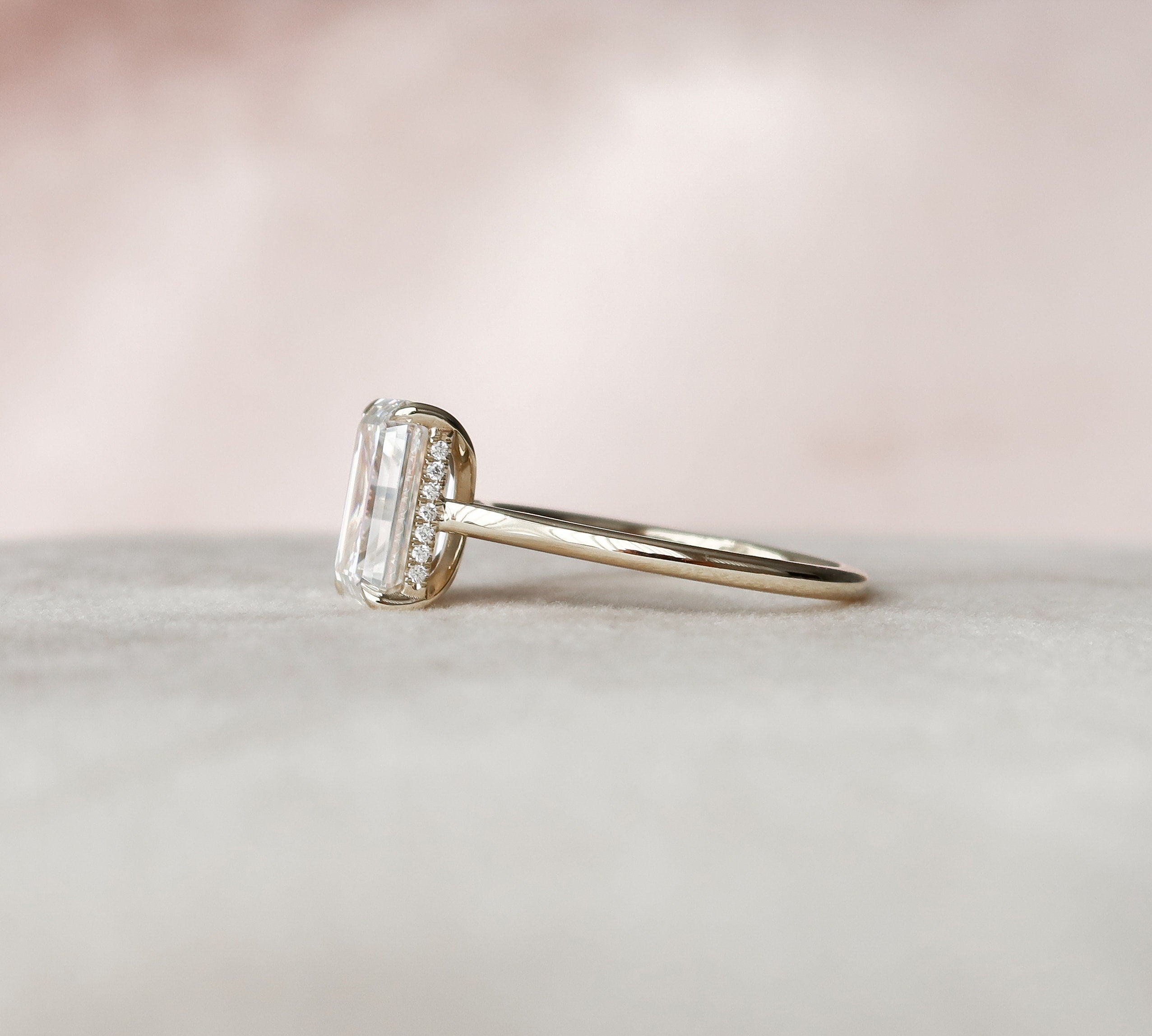 4.0 CT Emerald Solitaire & Hidden Halo Moissanite Engagement Ring 3