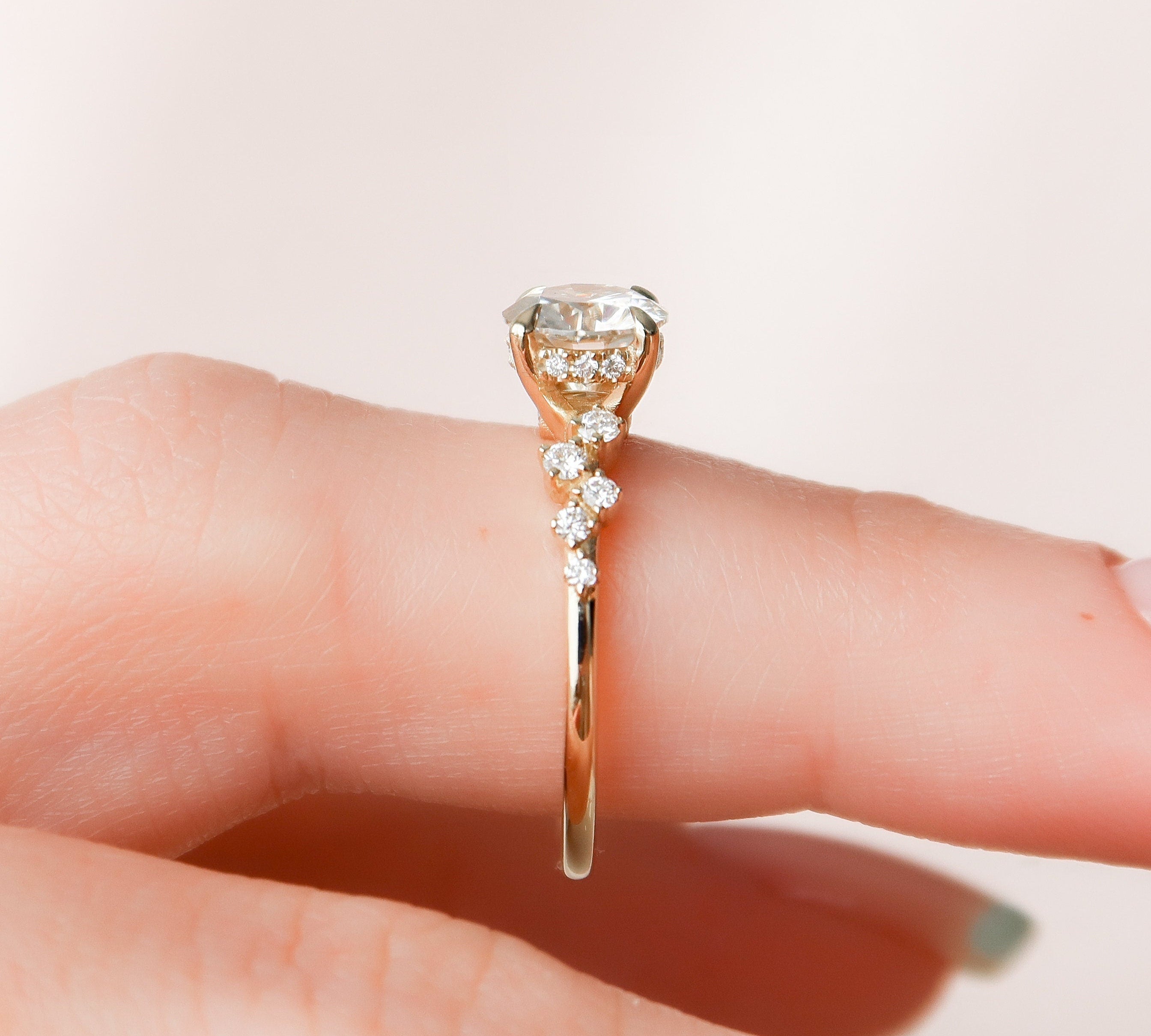 1.0 CT Round Cluster Style Pave Moissanite Engagement Ring 2