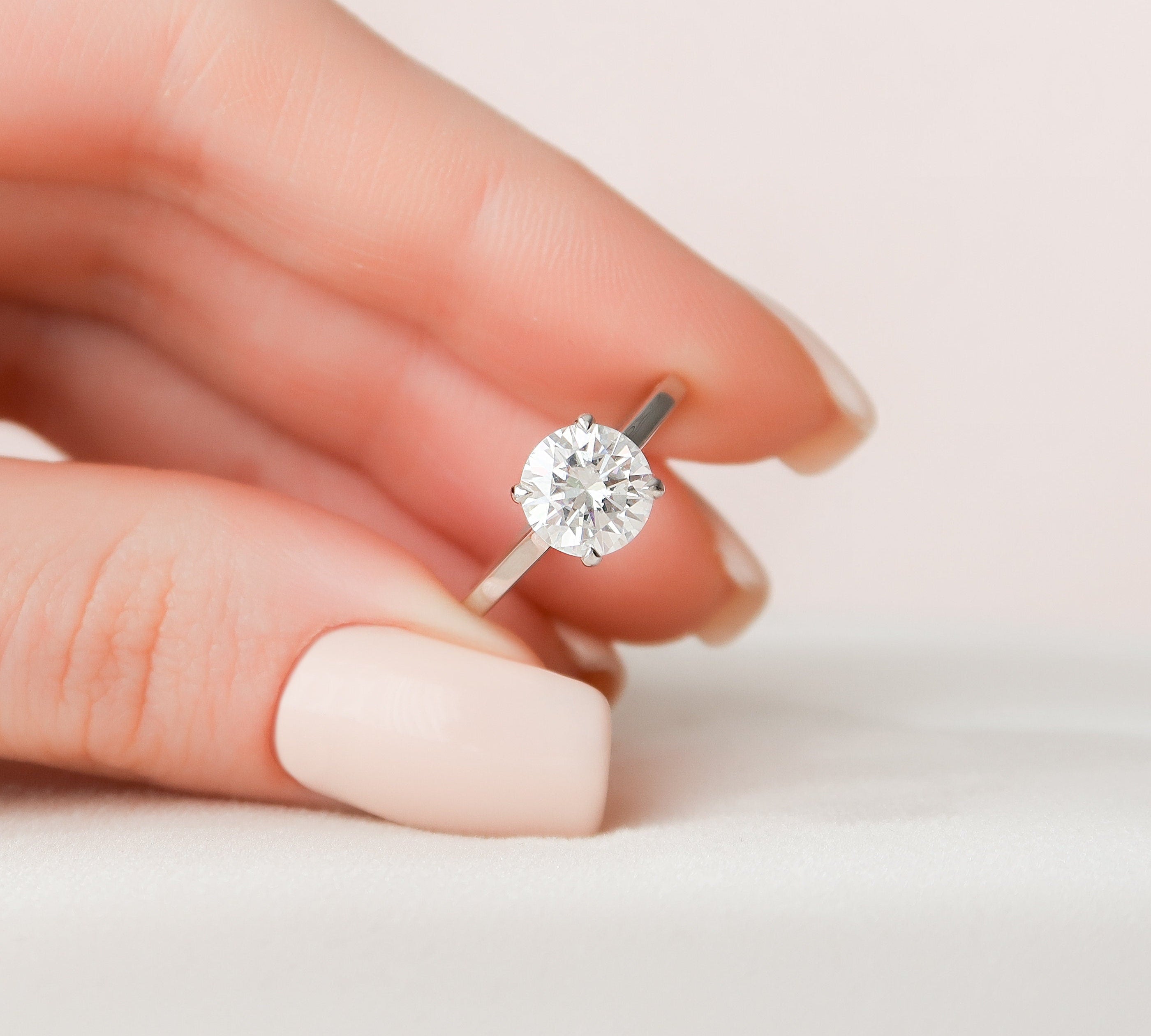 1.5 CT Round Hidden Halo Moissanite Engagement Ring With Diamond Bridge Setting 2