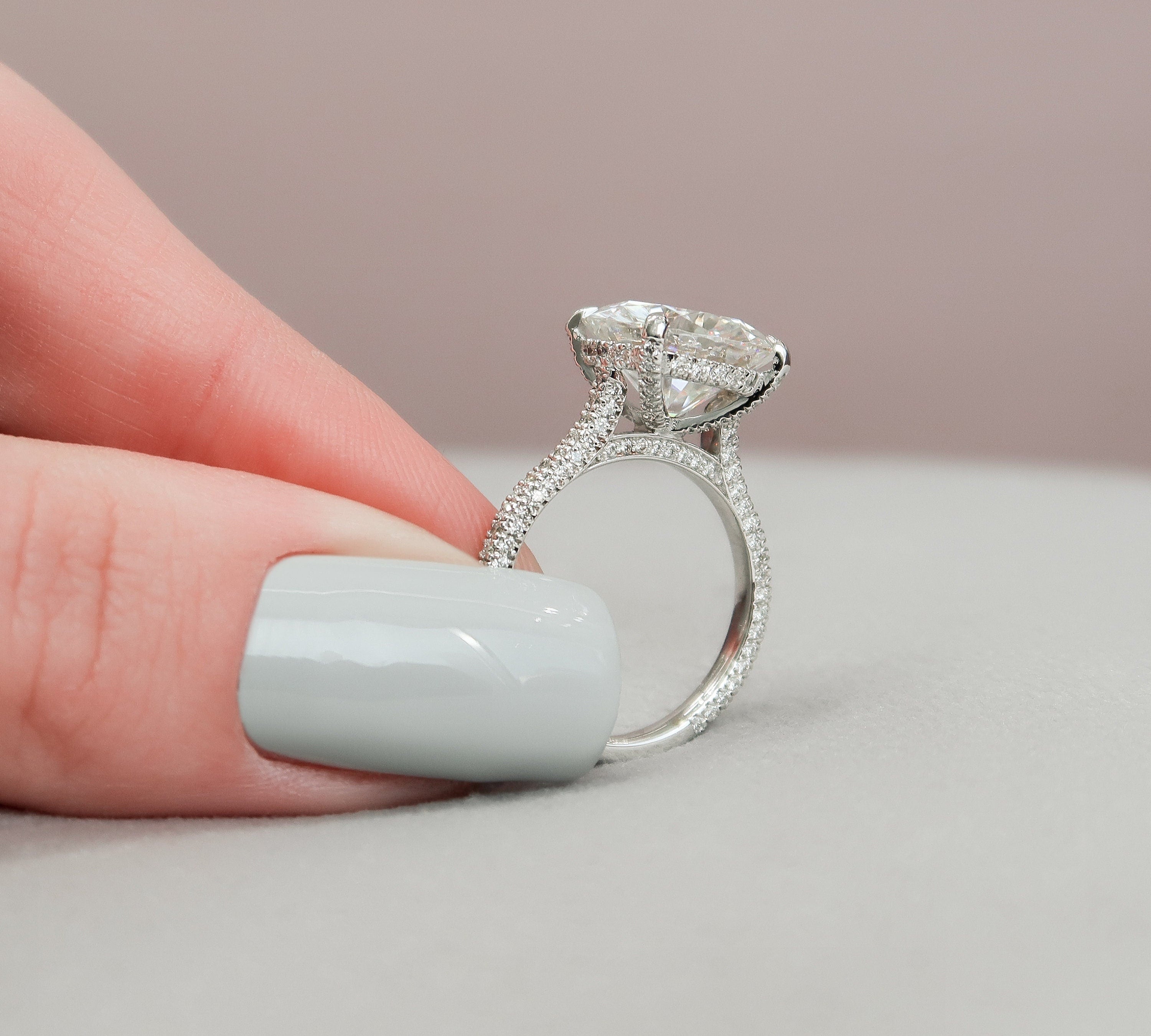 5.0 CT Round Hidden Halo & Pave Moissanite Engagement Ring 2