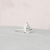 2.0 CT Pear Cut Pave & Hidden Halo Style Moissanite Engagement Ring 7