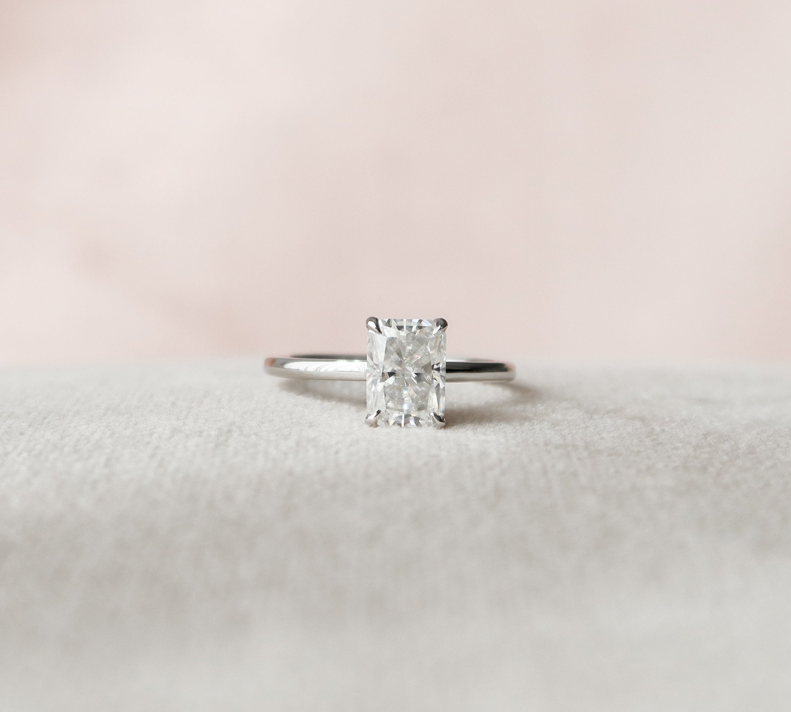 1.5 CT Radiant Hidden Halo Moissanite Engagement Ring 3