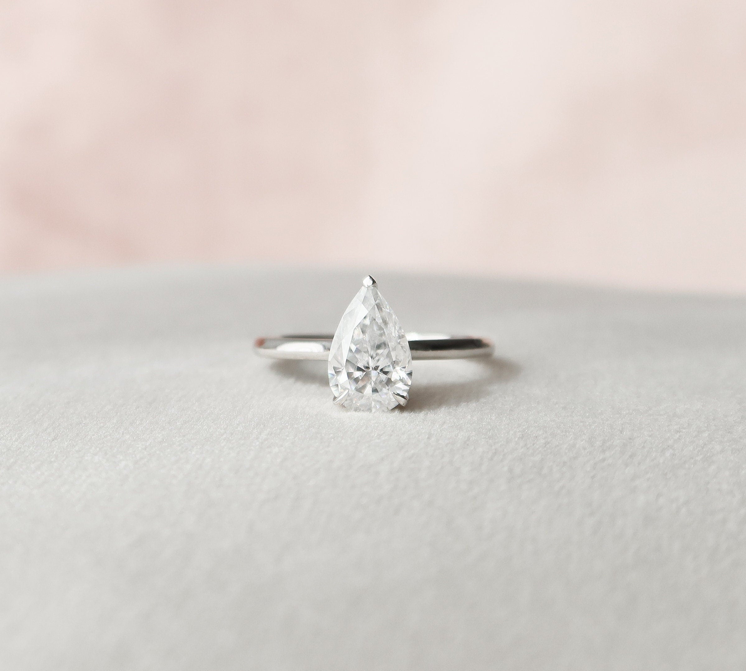 1.5 CT Pear Hidden Halo Moissanite Engagement Ring 3