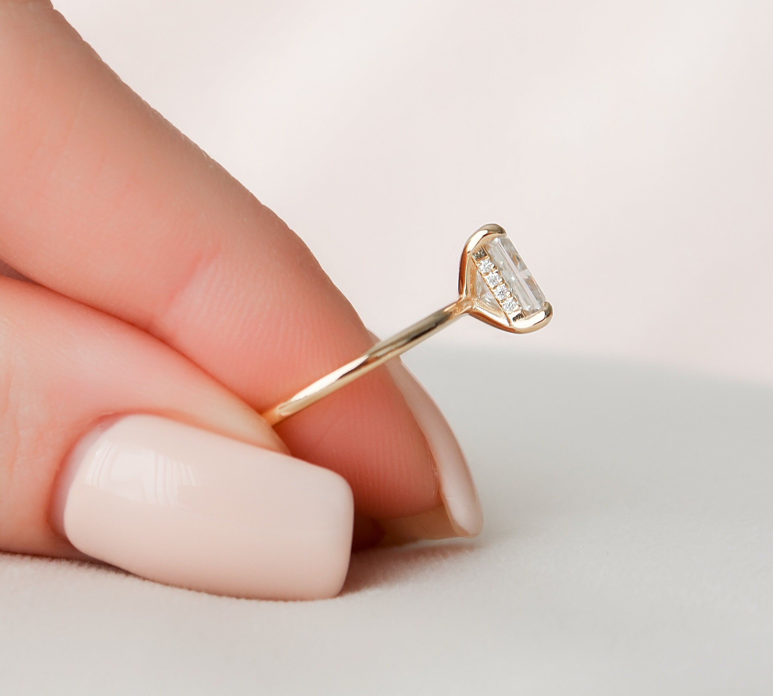 1.5 CT Radiant Hidden Halo Moissanite Engagement Ring 3