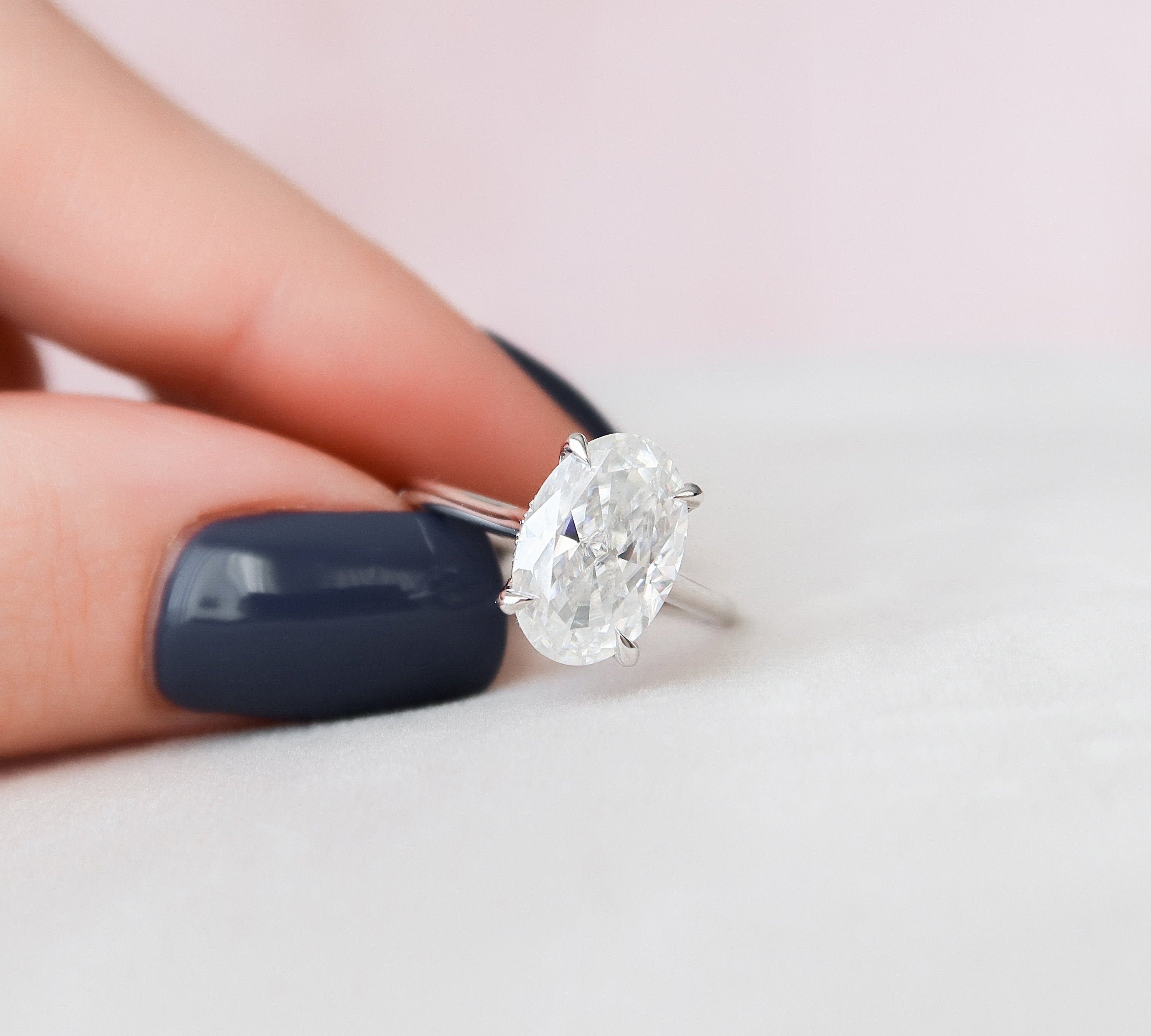 3.5 CT Oval Cut Solitaire Style Moissanite Engagement Ring 3