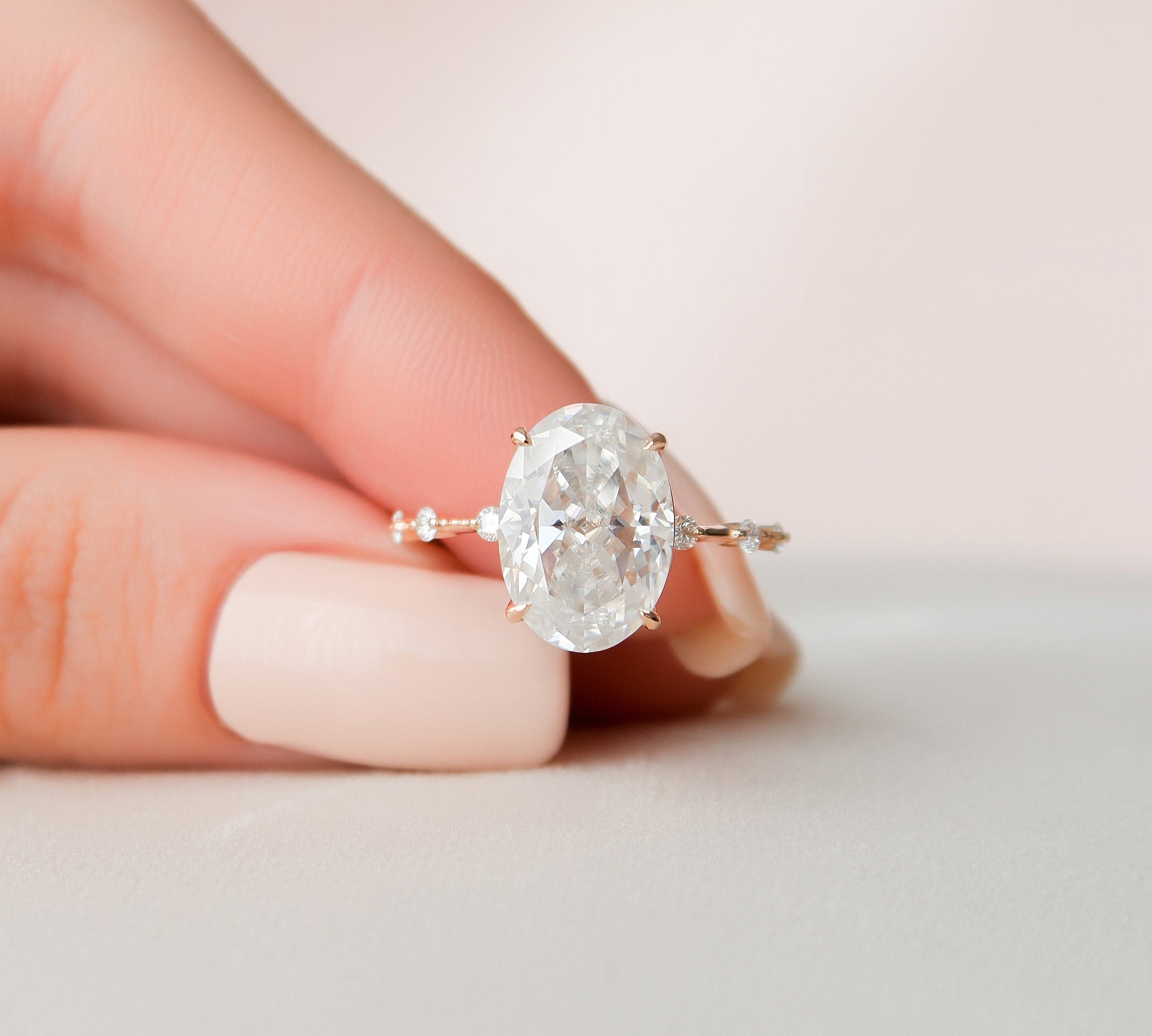 4.5 CT Oval Dainty Pave Style Moissanite Engagement Ring 1